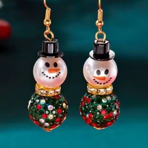 Betsey Johnson Festive Snowman Earrings with Gold Accents